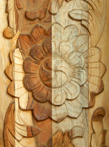istock floral carving on wood Background 685674548