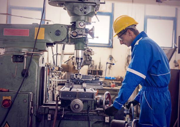 istock Working on the drill in factory 685685678