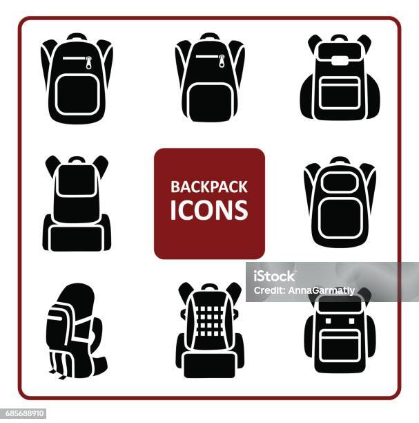 Backpack Icons Set Stock Illustration - Download Image Now - Backpack, Icon Symbol, Gym Bag