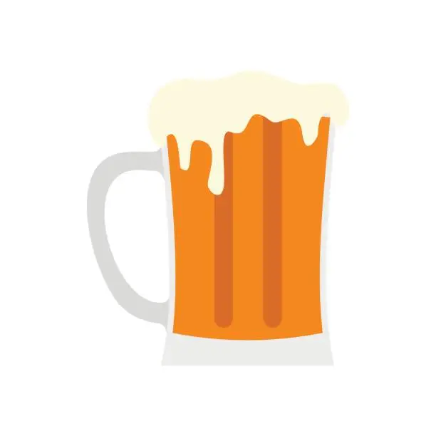 Vector illustration of Mug of beer icon, flat style
