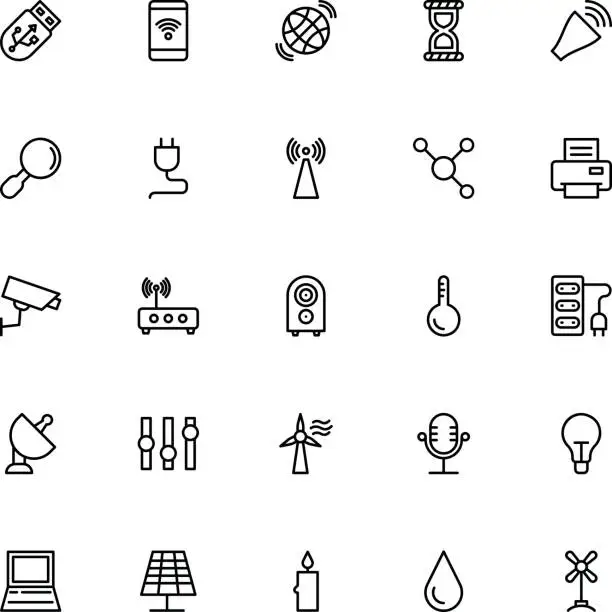 Vector illustration of Science and Technology Line Vector Icons 7