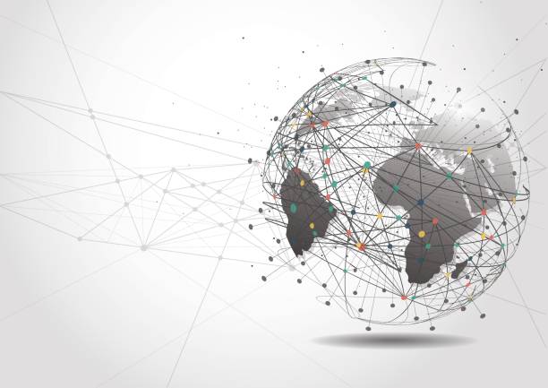 istock Global network connection. World map point and line composition concept of global business. Vector Illustration 685705176