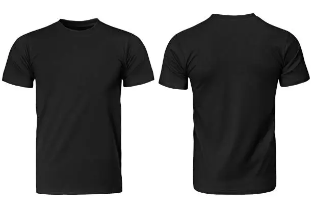 Black t-shirt, clothes on isolated white background