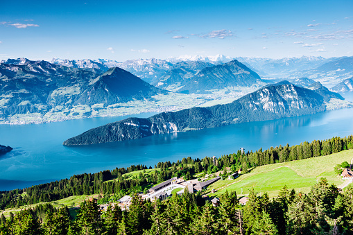 Lake Lucerne from Mount Rigi above Weggis in Switzerland.