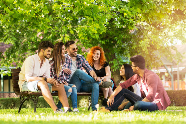 istock Group of young people having fun outdoors 685722798
