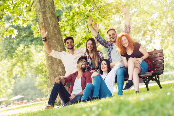 istock Group of young people having fun outdoors 685723224