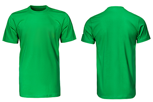 Green t-shirt, clothes on isolated white background
