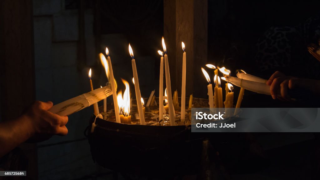 Topf mit Kerzen - Lizenzfrei Christentum Stock-Foto