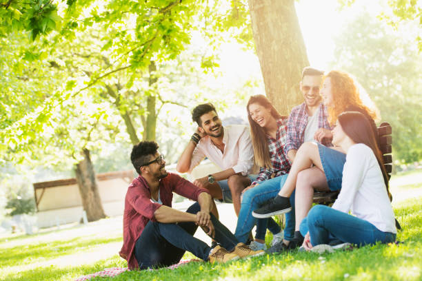 istock Group of young people having fun outdoors 685726686