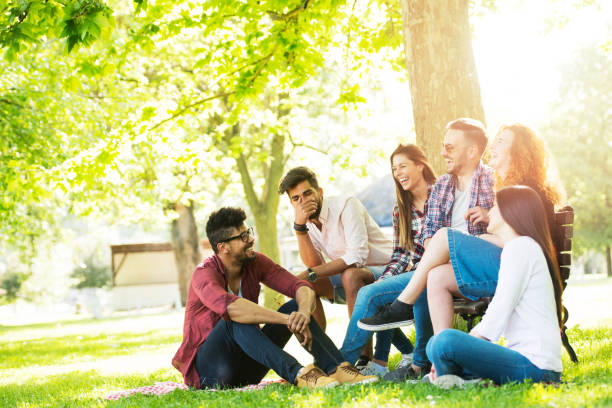 istock Group of young people having fun outdoors 685726734
