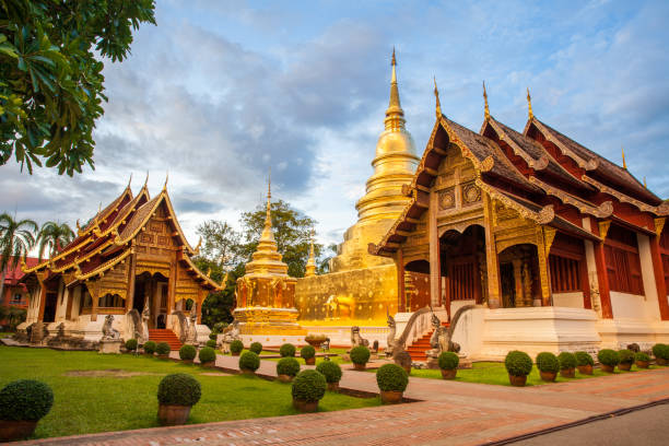templo budista em chiang mai - wat phra sing - fotografias e filmes do acervo