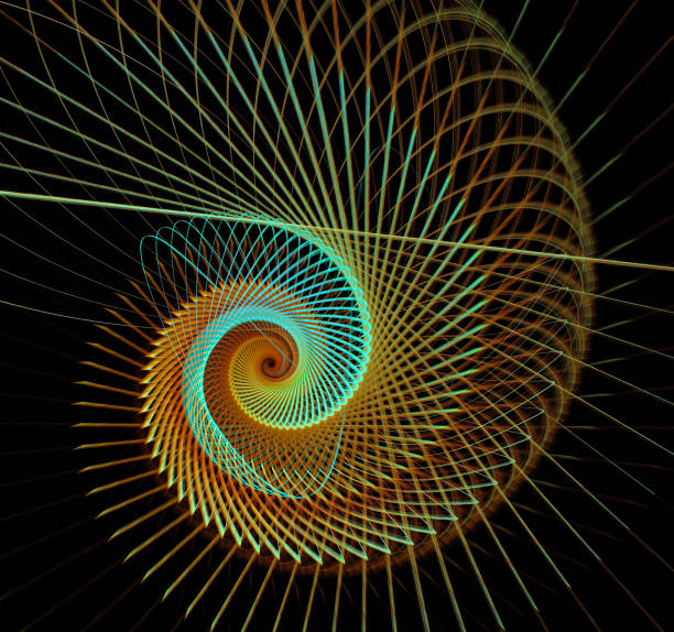 istock Abstract illustration of a fractal spiral pattern on black background 685741768