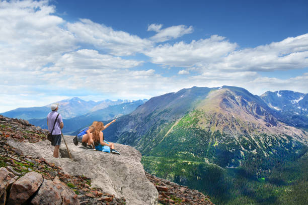 istock Family on summer hiking trip in mountains. 685747534