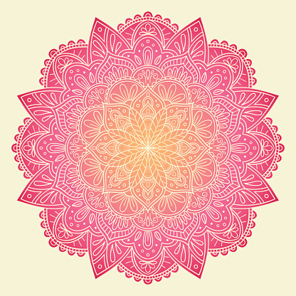 Hand drawn Pink Mandala design. Perfect for backgrounds, invitations, birthday cards, wallpapers, etc. Vector illustration.