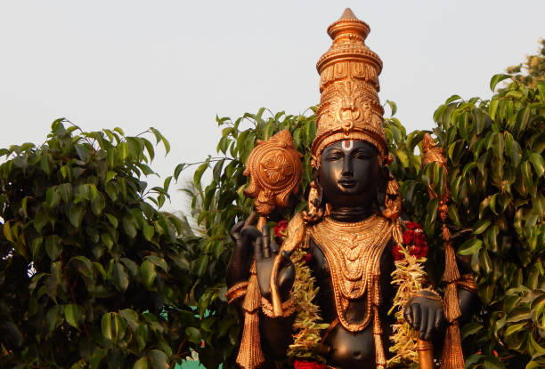 istock Hindu God Balaji or Venkatewara  idol during karthika deepam ustav lighting 1 crore lights, Hyderabad,India 685756716