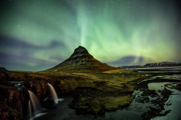istock Northern Light Aurora borealis at Kirkjufell Iceland 685761786