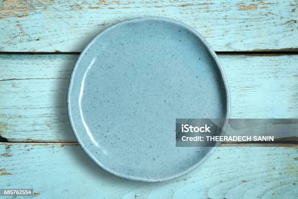Blank Dish Stock Photo - Download Image Now - Plate, Blue, Ceramics