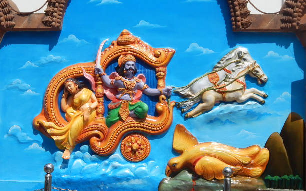Wall art of Demon king Ravana kidnap Goddess Sita,take to lanka,with Jatayu as in Ramayana in Jagannath temple, Hyderabad,India Wall art of Demon king Ravana kidnap Goddess Sita,take to lanka,with Jatayu fighting to stop as in Ramayana in Jagannath temple, Hyderabad,India ramayana stock pictures, royalty-free photos & images