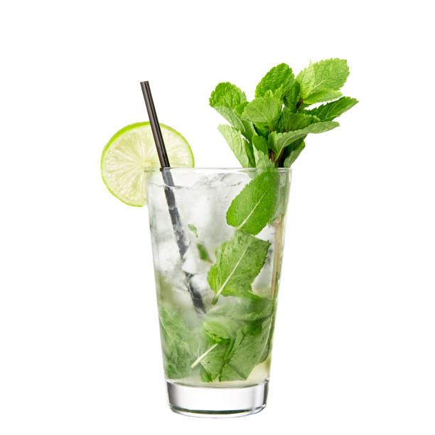 alcohol cocktail mojito isolated on white background classic alcohol cocktail mojito isolated on white background polypodiaceae stock pictures, royalty-free photos & images