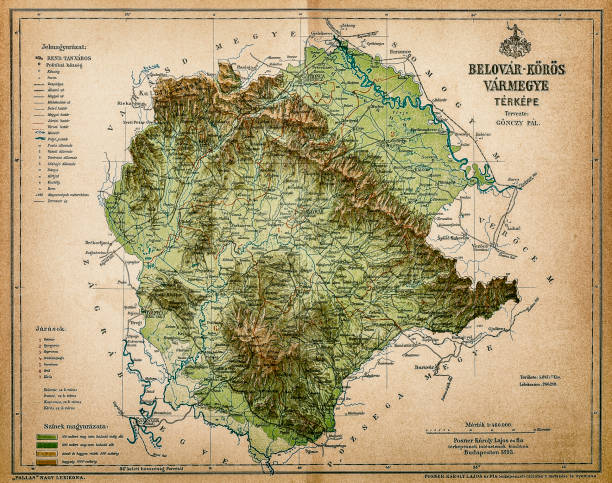 ilustrações de stock, clip art, desenhos animados e ícones de belovar-koros ,croatio map from 1893 - transsylvania