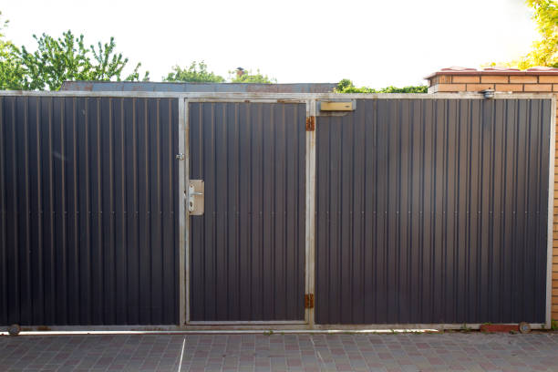 istock Iron gate of gray color 685775056