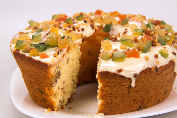 istock Candied fruit cake. Traditional dessert at parties. 685777336