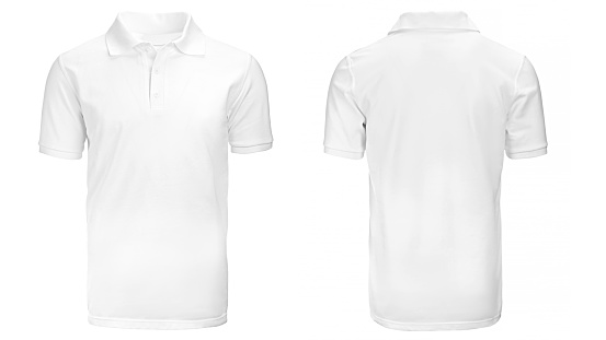 white Polo shirt, clothes on isolated white background