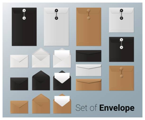 ilustrações de stock, clip art, desenhos animados e ícones de set of realistic envelope , vector, illustration - white background isolated on white e mail envelope
