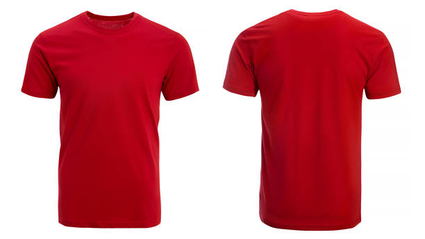 Red tshirt, clothes Red tshirt, clothes on isolated white background red stock pictures, royalty-free photos & images