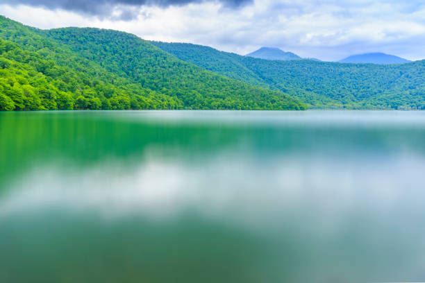 istock Lake Nohur on a cloudy spring day.Gabala.Azerbaijan 685786060