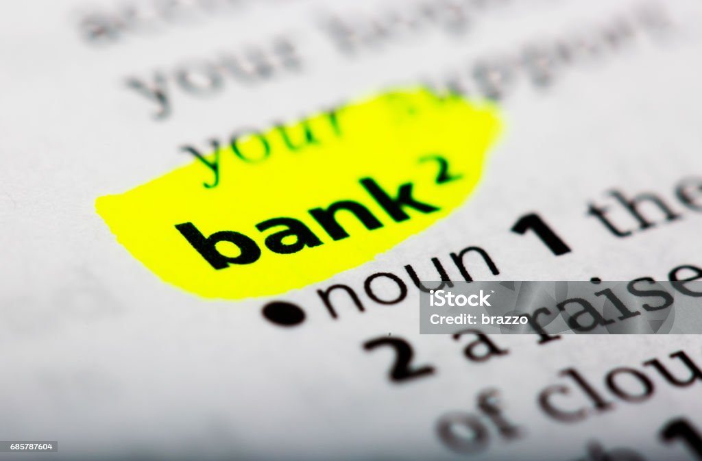 Wörterbuch-definition von dem Wort bank - Lizenzfrei Bank Stock-Foto