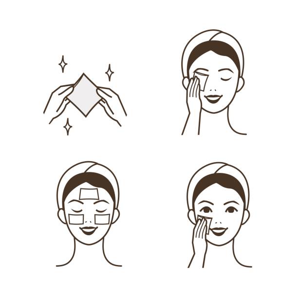 면 패드 - human face washing cleaning body care stock illustrations