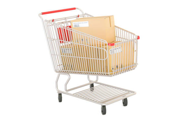 istock Shopping cart with parcels, order and delivery concept. 3D rendering isolated on white background 685792014