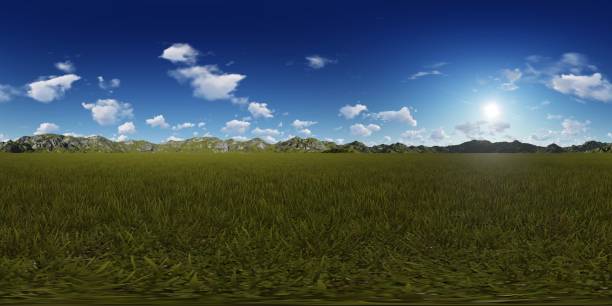 istock 360° panorama of a morning sky in a grass field 685794332