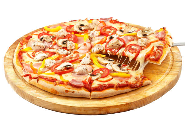 istock Meat Pizza, mozzarella, ham, bacon, chicken, peppers, tomatoes, mushrooms 685795222