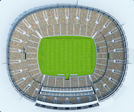 football stadium with fans top view. 3d rendering
