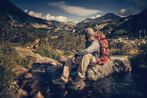 istock Hiking in solitude at sunset 685796750