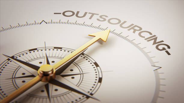 Golden Compass Concept High Resolution Outsourcing Concept outsourcing stock pictures, royalty-free photos & images