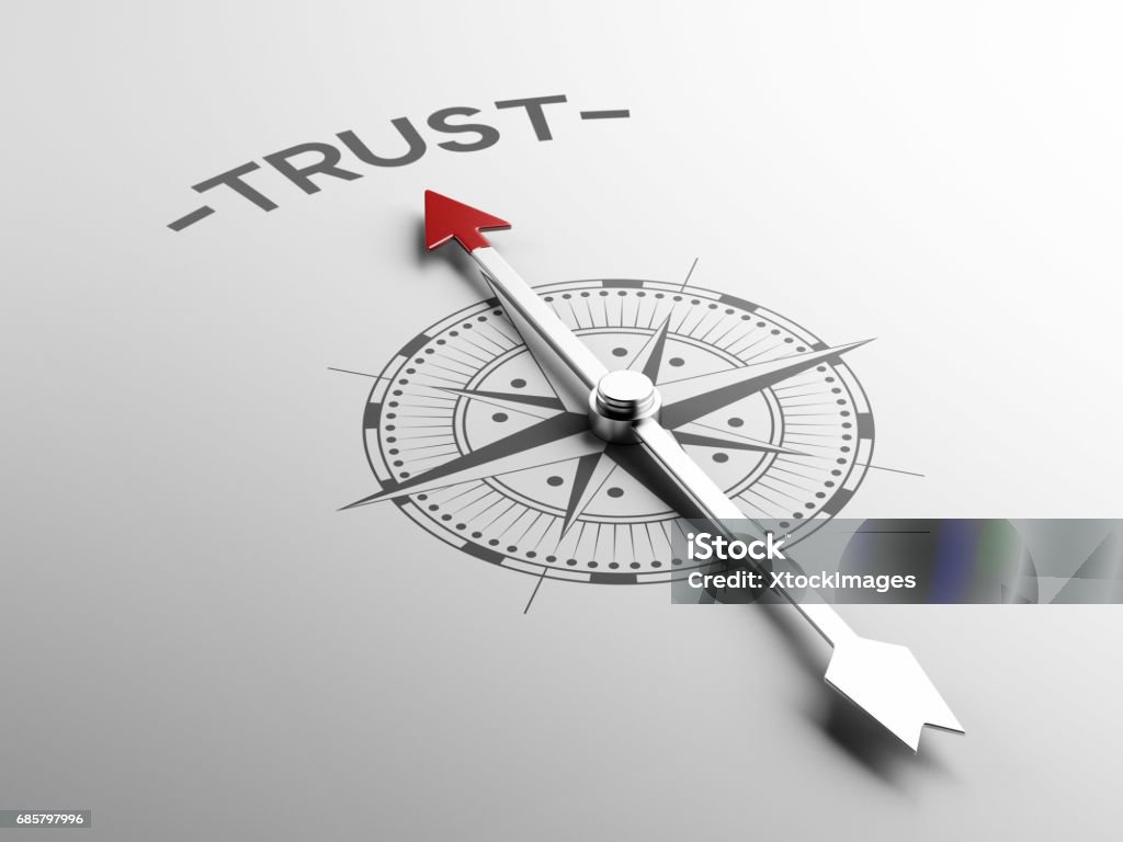 Metal Compass Concept with red needle High Resolution Trust Concept Trust Stock Photo
