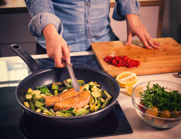 istock Young Women Preparing Salmon at Home 685800662