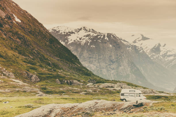 istock Camper car in norwegian mountains 685802230