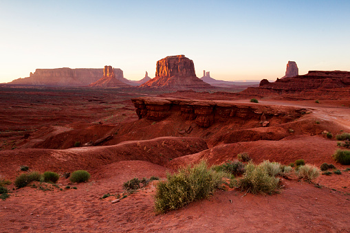 Sunset at John Ford's Point in Monument Valley Navajo Tribal Reservation, Arizona, USA.