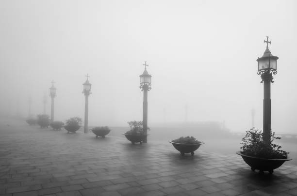 istock Lamps in the fog 685806160