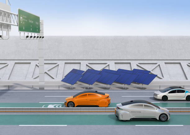 istock Electric car driving on the wireless charging lane of the highway 685806650