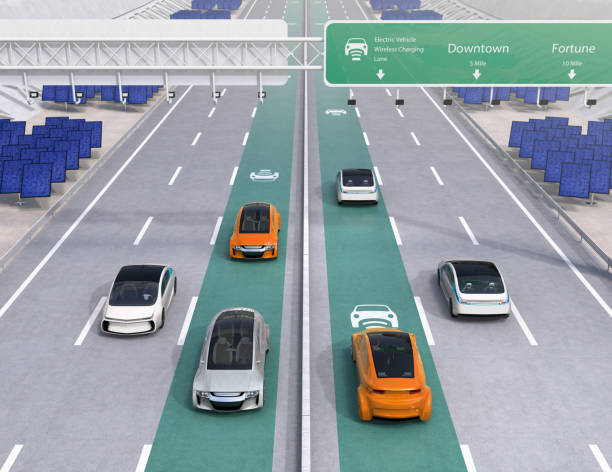 istock Electric car driving on the wireless charging lane of the highway 685806720