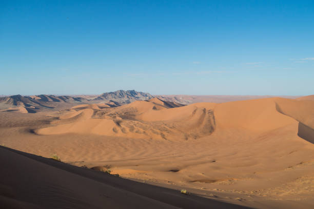 istock Climbing Big Daddy Dune View onto Desert Landscape, Sossusvlei, Namibia 685807022