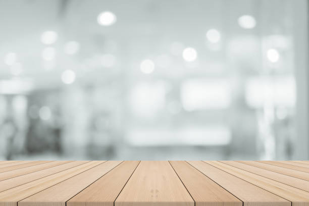 istock Empty wooden table with blurred background,Free space for product editing 685807900