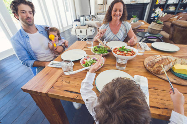 istock Family meal with 2 children. 685808122