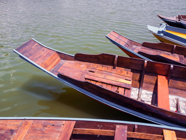 istock Wooden boat float in lake 685808790