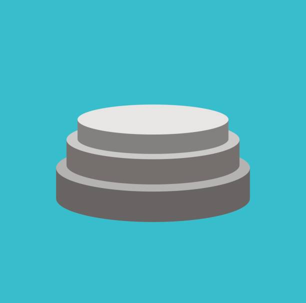 istock Round Pedestal isolated. Stand for awards. Scene on blue background 685809954